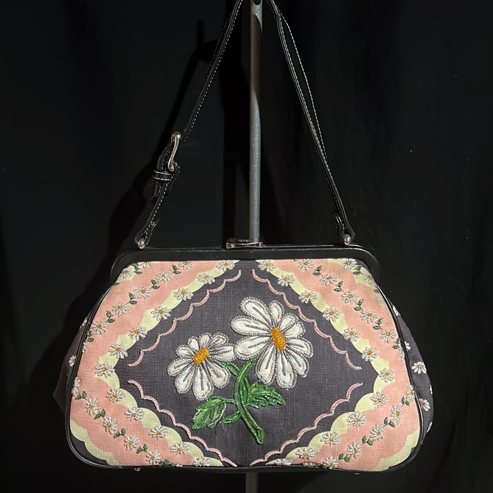 Isabella Fiore Black and Pink Floral Bag